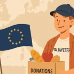 شاب يشارك في أنشطة تطوعية في إحدى المدن الأوروبية، محاط بأجواء الطبيعة والمباني الحديثة، في إطار برنامج تطوع دولي ممول بالكامل. 2/2